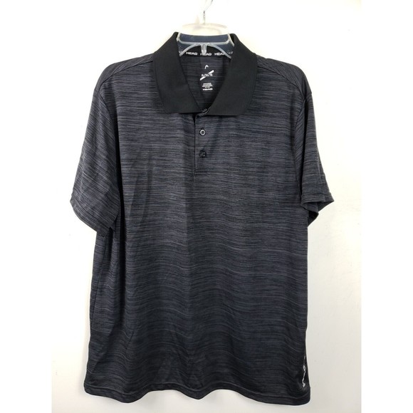 Head Men's  Polo Performance Comfort Stretch  Slhirt Striped Size XL. Black gray - Picture 1 of 9